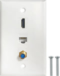 HDMI Coax Ethernet Wall Plate, 1 Port 4K HDMI Keystone, 1 Port Coax Keystone by BNPUHIU