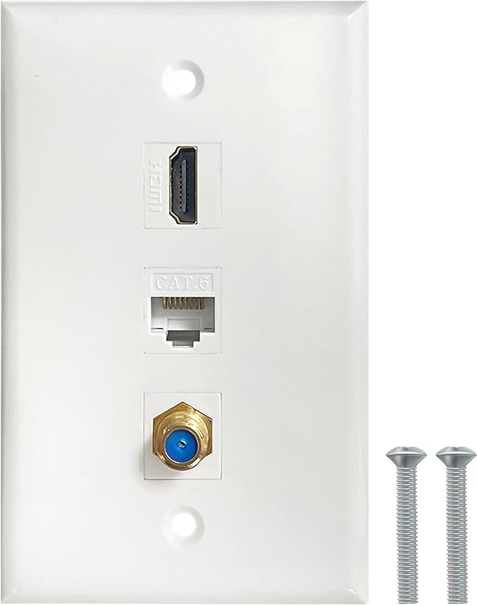 HDMI Coax Ethernet Wall Plate, 1 Port 4K HDMI Keystone, 1 Port Coax Keystone by BNPUHIU