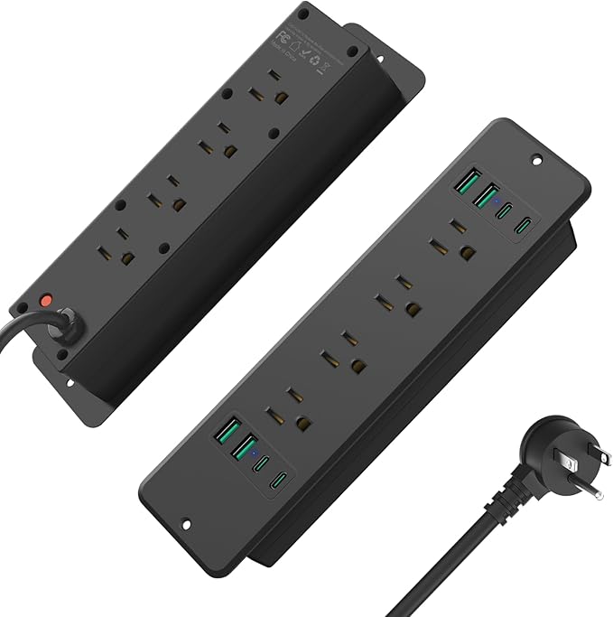 HHSOET 16 in 1 Recessed Power Strip Flat Plug, 45W Fast Charging Furniture by HHSOET