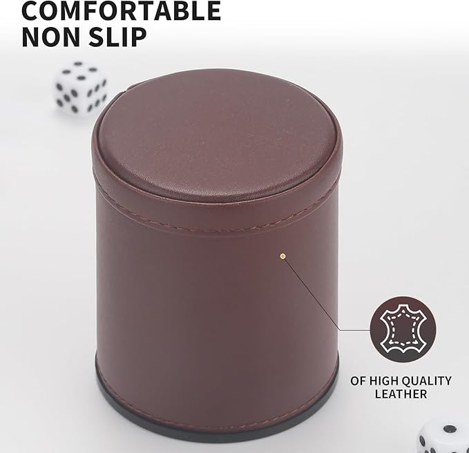 5 Pack PU Leather Dice Cups Velvet Felt-Lined Shaker Cups - Image 4