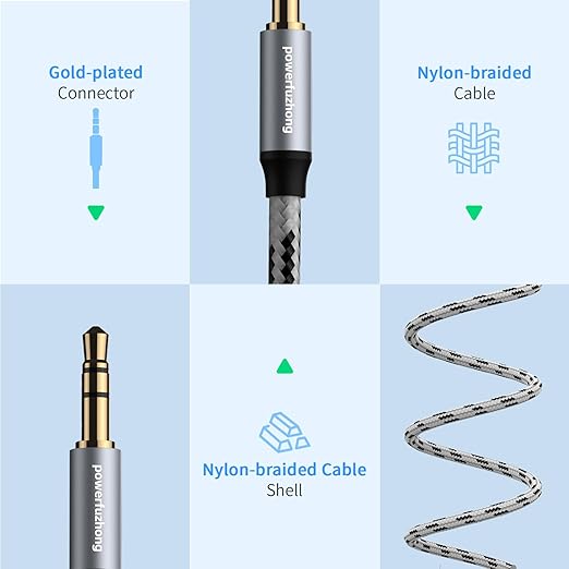 Aux Cable, 3.5 mm Male to Male Braided Auxiliary Cord Compatible - Image 7