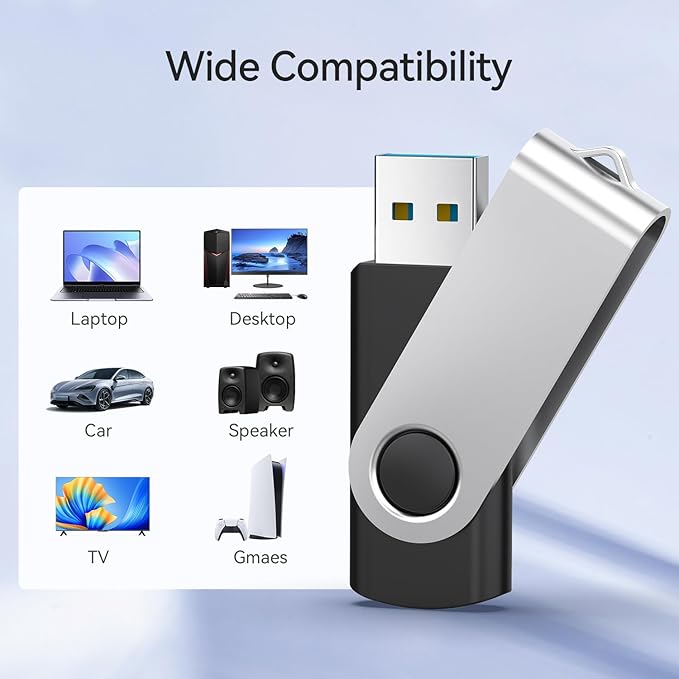 JUANWE 64GB USB Flash Drives 5 Packs, USB 2.0Thumb Drives Foldable 360°Swivel - Image 2