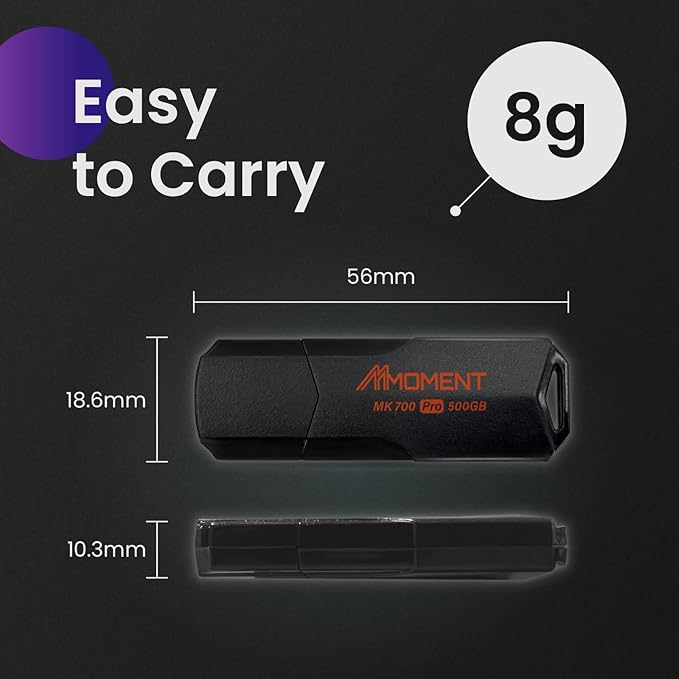 MMOMENT MK700 500GB USB 3.2 Gen2x1 Flash Drive, Read Speed up to 600MB/s - Image 7