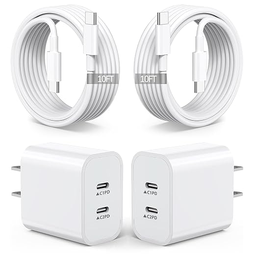 2Pack iPhone 16 15 Chargers, Dual Port Fast Wall Chargers Block by BikeAnything