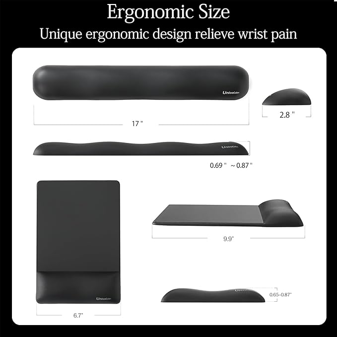 UnivoColors Design-Wave Set of Keyboad Wrist Rest & Mouce Pad, Artificial - Image 5