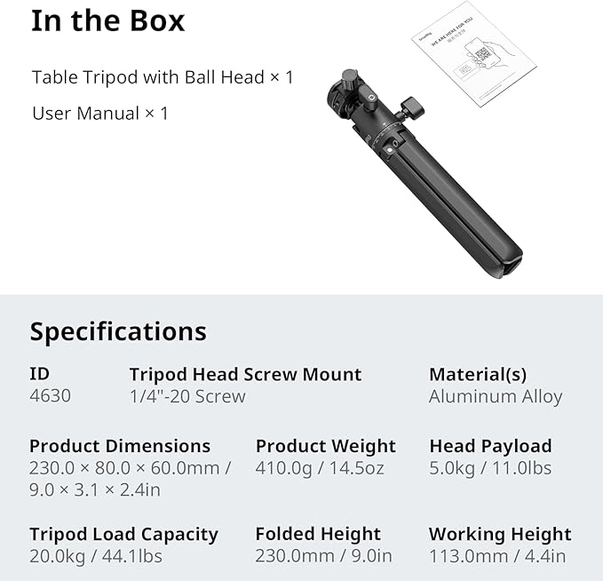 SmallRig Portable Mini Desktop Tripod, Aluminum Alloy Compact Small Tabletop - Image 7