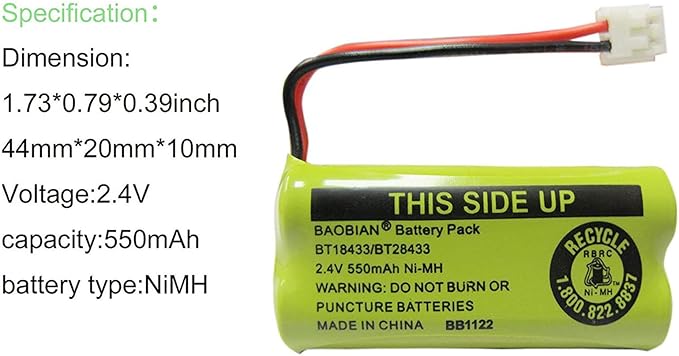 BT18433 BT28433 Cordless Phone Battery Compatible - Image 3