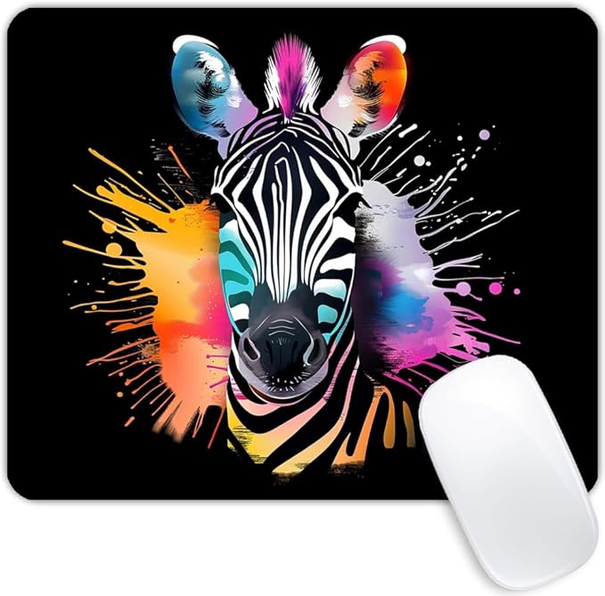 Square Mouse Pad Colorful Zebra-1, Gaming Mouse Pads by Goodsprout