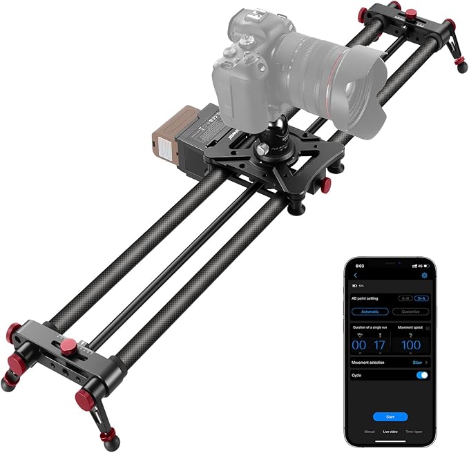 NEEWER 31.5"/80cm Motorized Camera Slider, App Wireless Control DSLR Carbon by Neewer