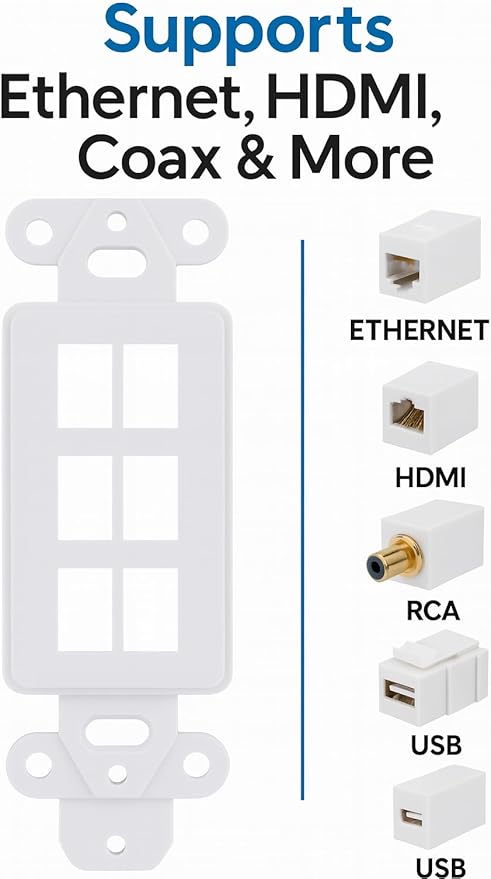 10 Pack Keystone Wall Plate 4 Port, Cat6 Cat5, Home & Office Installations - Image 3