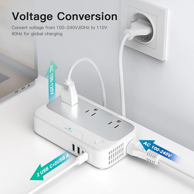 Universal Voltage Converter us to Europe, 220v to 110v Power Travel Converter - Image 3