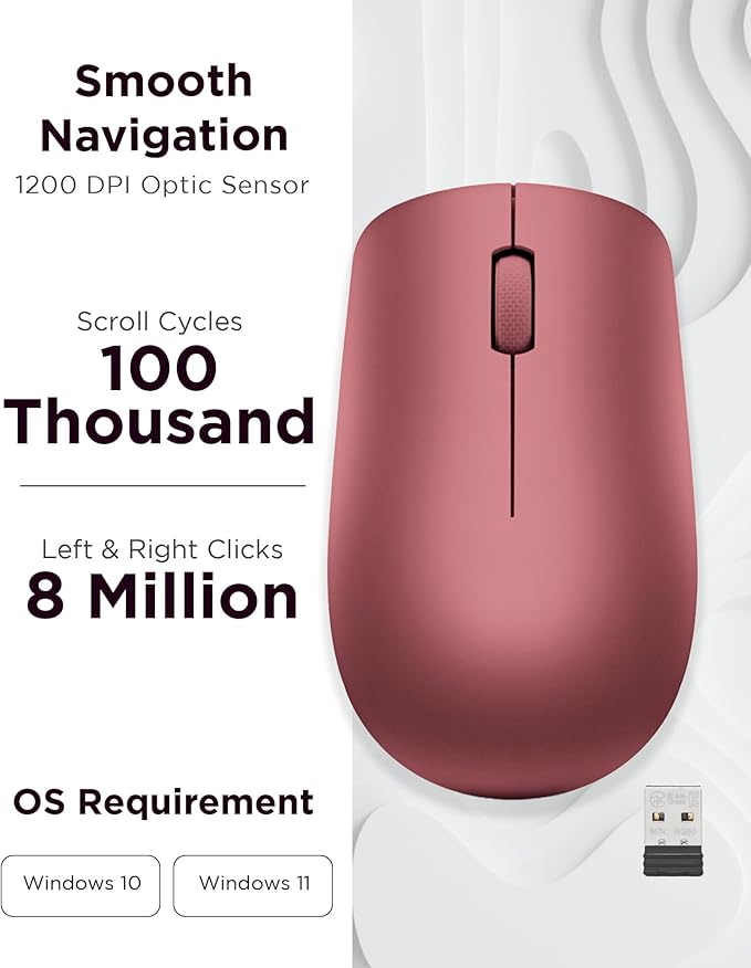 Lenovo 530 Full Size Wireless Computer Mouse - Image 3