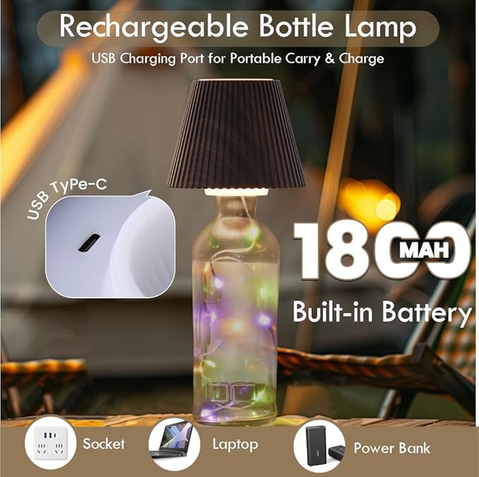 WILIT Wireless Bottle Lamp for Bar Decor, 3-Level Brightness Lampshades for - Image 6