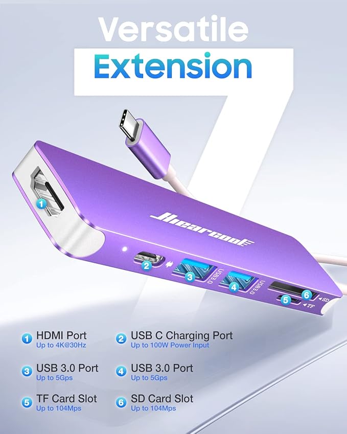 Hiearcool USB C Hub for MacBook Pro M2, USB-C Adapter for Mac-Book Air M1 - Image 2