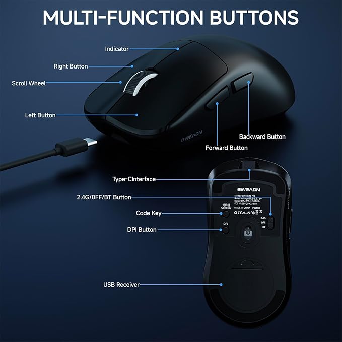 EWEADN X23Pro Wireless Gaming Mouse, 49g Lightweight Mouse, PAW3311 Sensor - Image 7