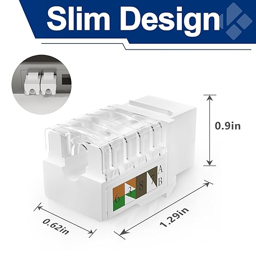 Keystone Jack 25-Pack, RJ45 Cat6 Keystone Jacks, Cat6 Ethernet Jack 90 Degree - Image 5