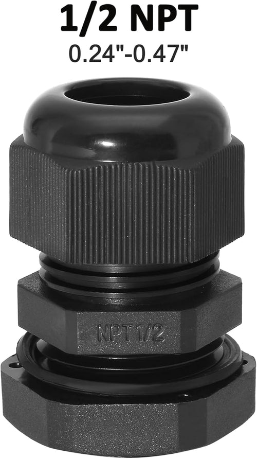 10 Pcs 1/2" NPT Nylon Cable Glands, IP68 Waterproof Adjustable Cord Grip Cable - Image 2