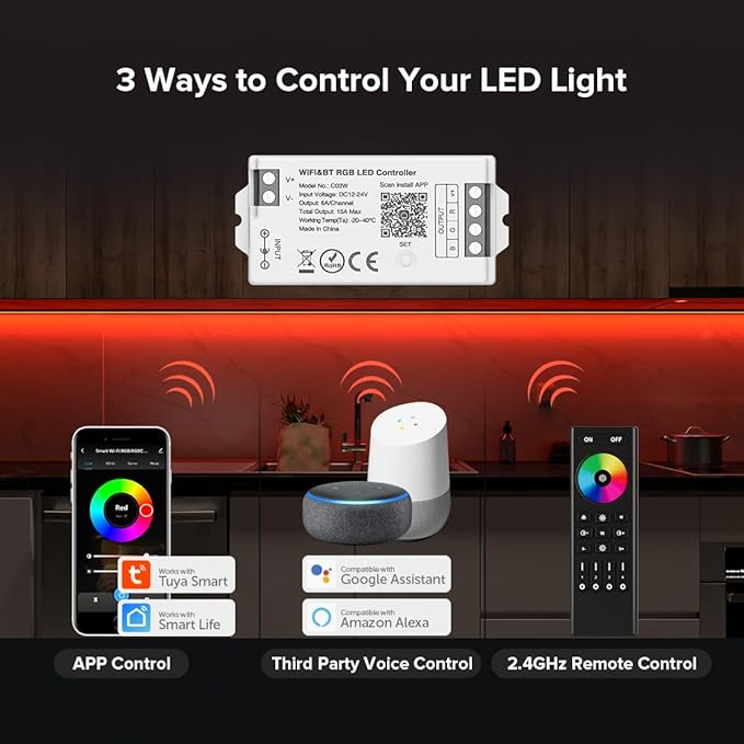 BTF-LIGHTING C03W RGB PWM SMD FCOB 4PIN LED Strip 2.4GHz Tuya WiFi Group - Image 2