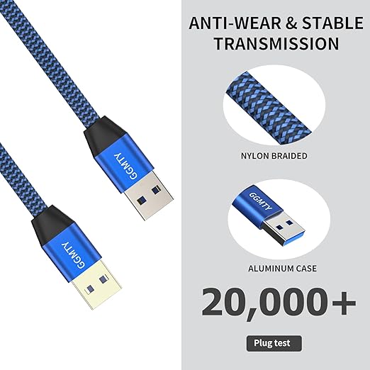 USB to USB Cable 1.5FT, Durable Braidedfor USB 3.0 Male to Male Type A to Type - Image 3