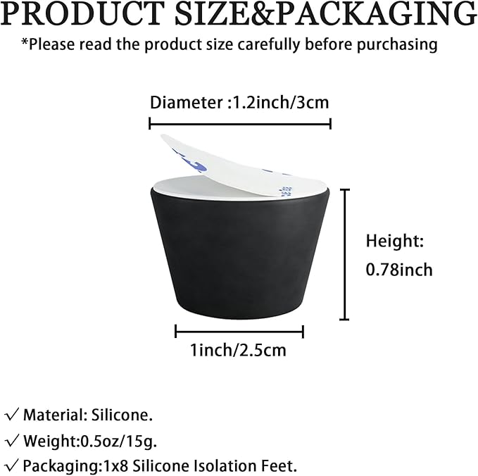 1.2" Silicone Non-Skid Speaker Pads-8Pack, - Image 2