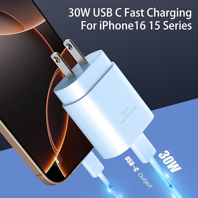 Phone 16 15 Pro Max Charger Fast Charging, 30W USB C Phone 16 15 Fast Charger - Image 3