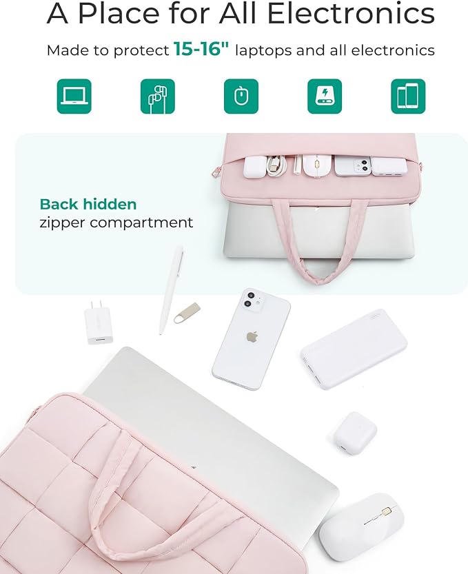 BAGSMART 15.6 Inch Laptop Case, Lightweight Puffy Laptop Sleeve - Image 3