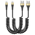 Short iPhone Charger Cable for Car, 2 Pack 3FT Coiled Lightning Cable iPhone by PRAKIE