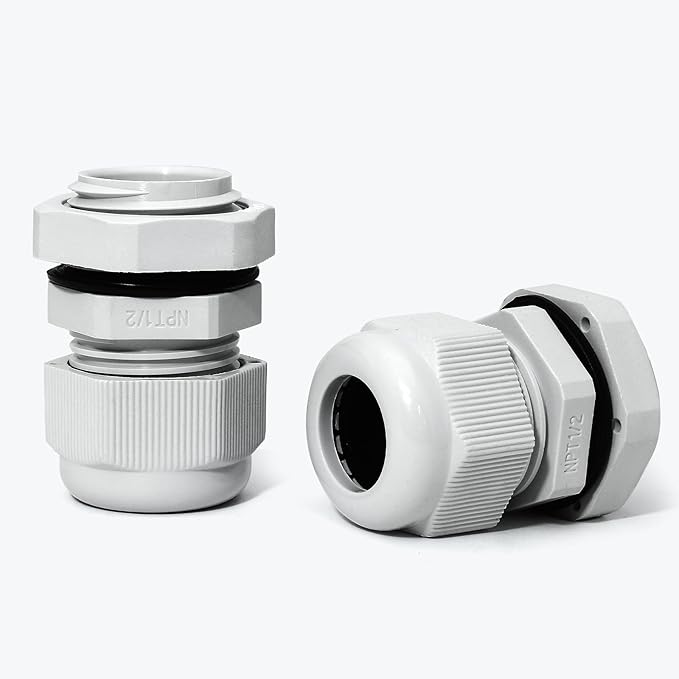 20 Pcs 1/2" NPT Nylon Cable Glands, IP68 Waterproof Adjustable Cord Grip Cable - Image 5