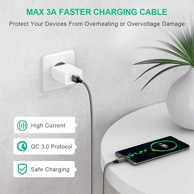 etguuds 4ft USB A to USB C Cable 3A Fast Charging, - Image 3