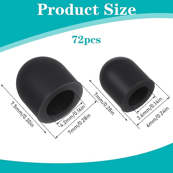36Pcs Rubber Tips for Stylus Pens, 0.2'' & 0.28'' Universal Stylus Tips - Image 5