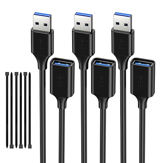 USB Extender Cord 0.5FT, USB 3.0 Extension Cable, USB A Male to Female by ECJTU-US