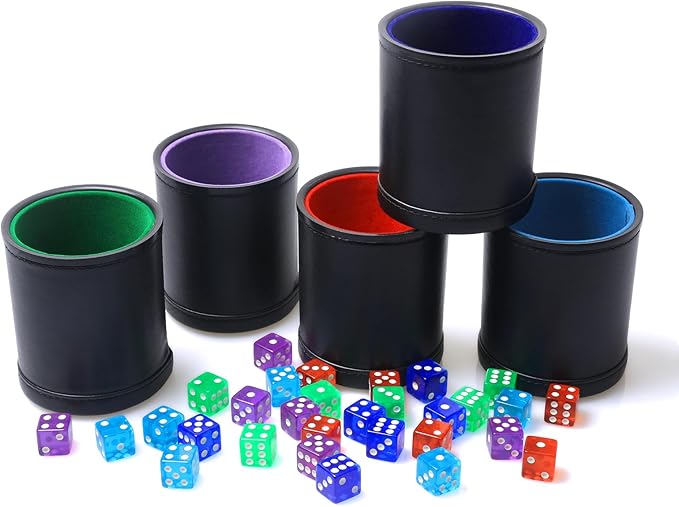 5 Pack PU Leather Dice Cups Velvet Felt-Lined Shaker Cups by RERIVER