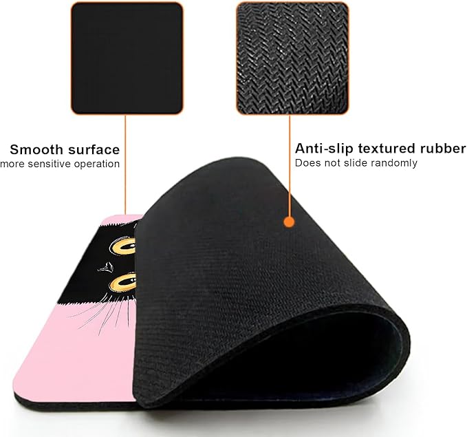Mouse Pad, Cute Pink Black Cats Mouse Pads - Image 3