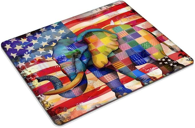 Square Mouse Pad American Flag，Colorful Baby Elephant-1, Gaming Mouse Pads - Image 2