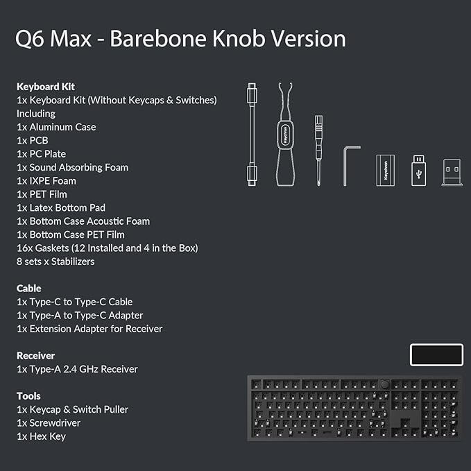 Keychron Q6 Max QMK/VIA Wireless Custom Mechanical Keyboard Barebone Knob - Image 8