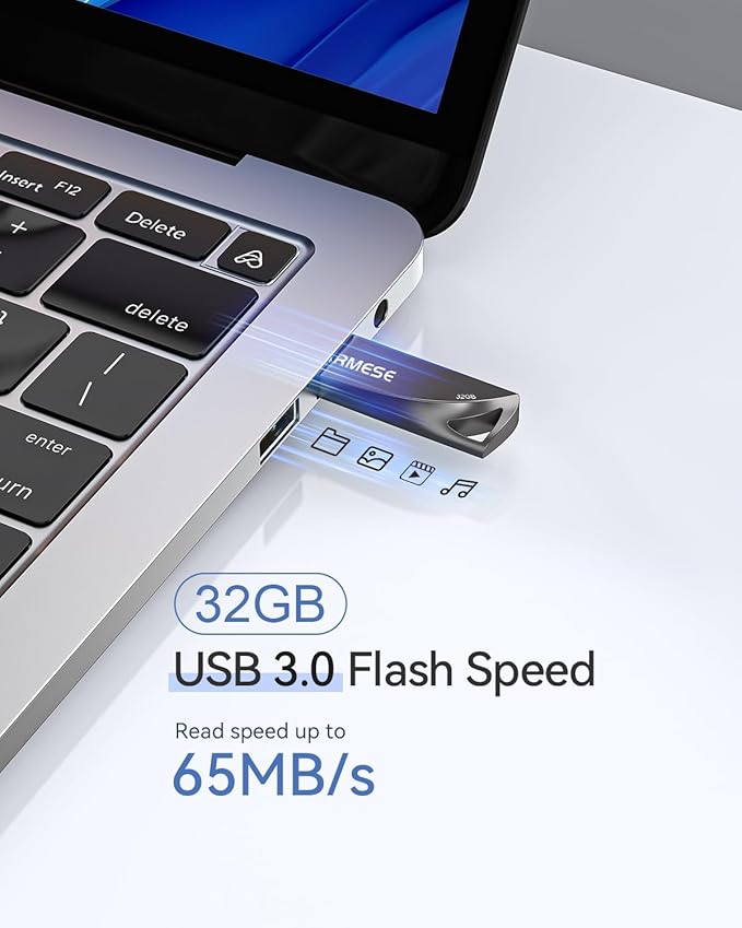 32GB USB 3.0 Flash Drive, Waterproof Metal USB Memory Stick, Slim Thumb Drive - Image 3