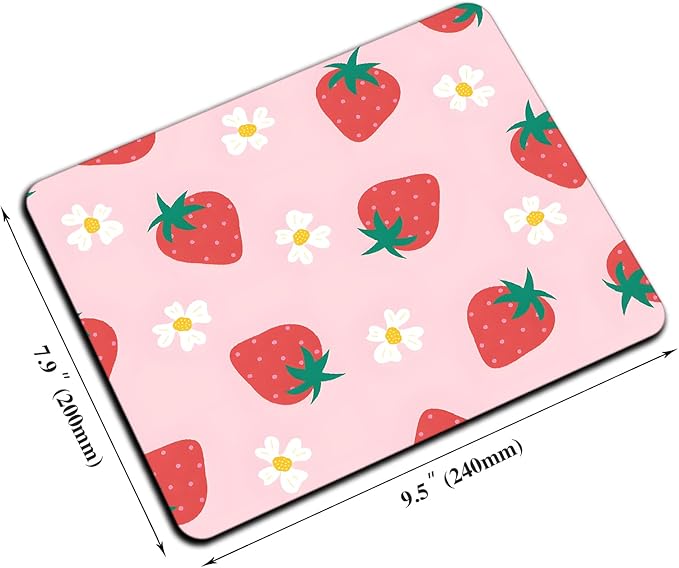 Mouse Pad, Cute Daisy Pink Strawberry Mouse Pads - Image 2