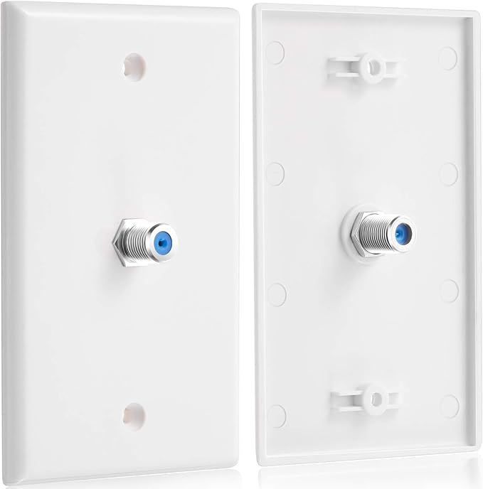 Weewooday 8-Pack White Single Gang F Connector Coax Wall Plates - Image 2
