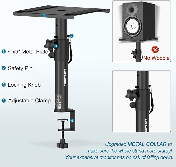 Set of 2 Studio Monitor Stands Desktop Speaker Stands Height Adjustable 12" to - Image 2