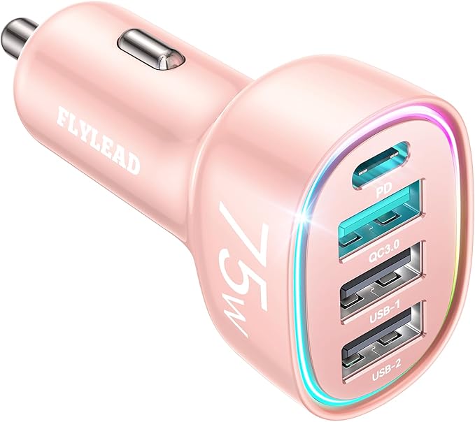 USB C Car Charger Cigarette Lighter Adapter 75W 4-Port Fast Car Charger Fast by Sincerityisworththewait