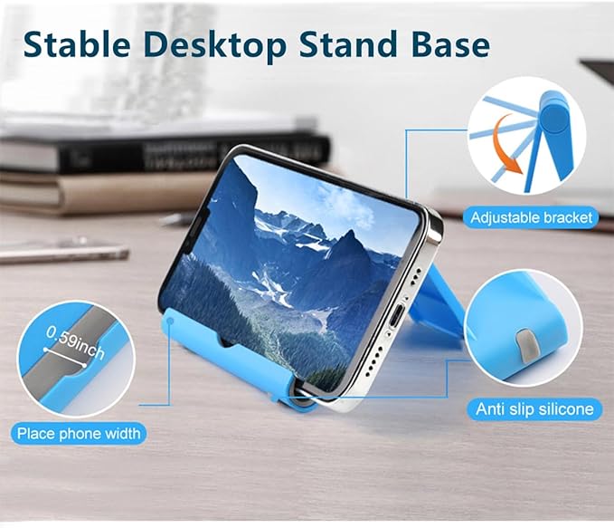 Cell Phone Stand for Desk Foldable Cell Phone Holder Desk Tablet Holder Mobile - Image 2