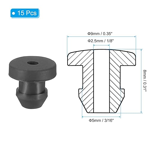 PATIKIL 5mm / 3/16 Inch Drill Hole, 1/8 Inch ID Rubber Grommets - Image 2