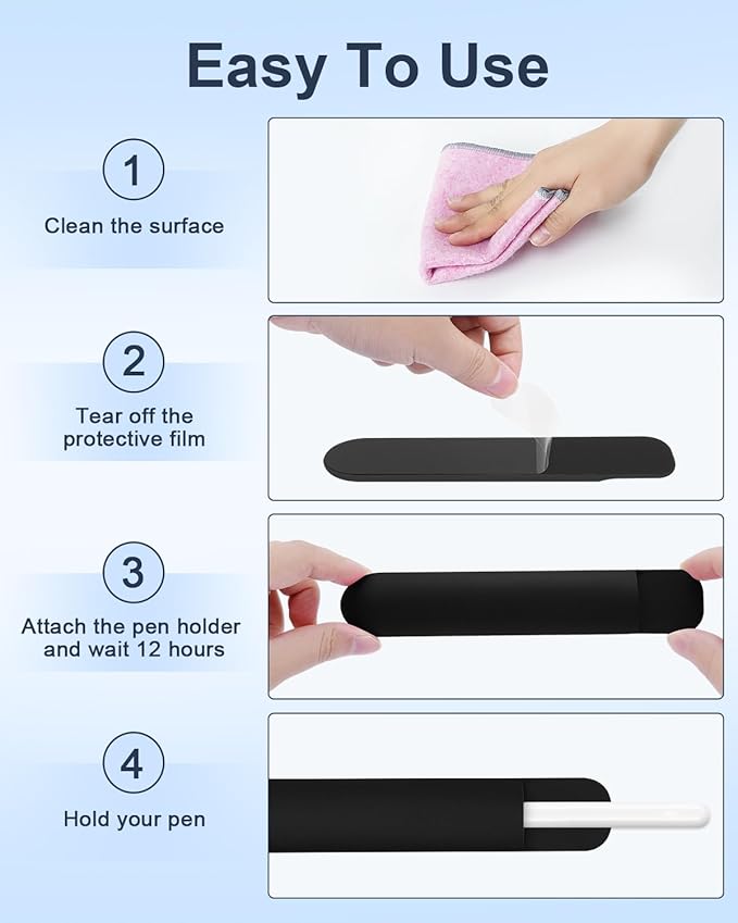 eZAKKA Silicone Pencil Holder For Most Pens, 7.8 inch Self-Adhesive Stick To - Image 6
