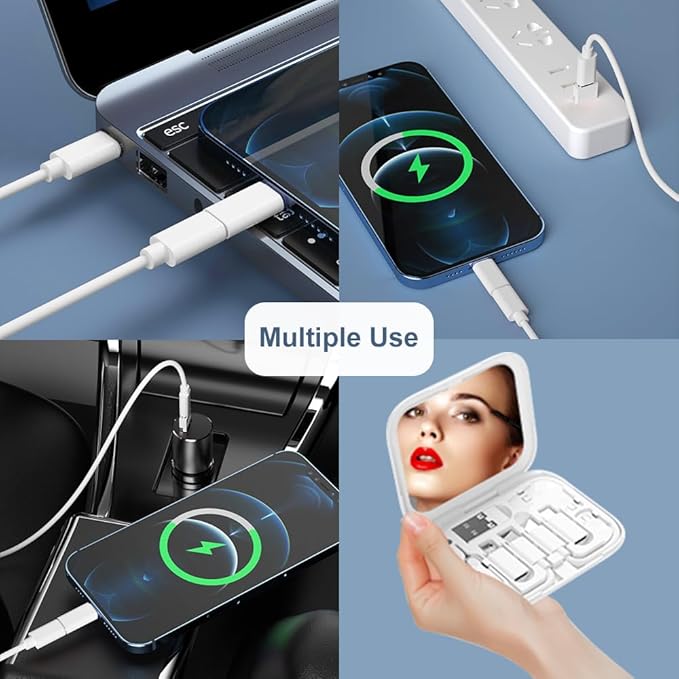 USB-C to USB Adapter, USB C to Lighting Cable Box Contains Makeup Mirror/USB C - Image 2