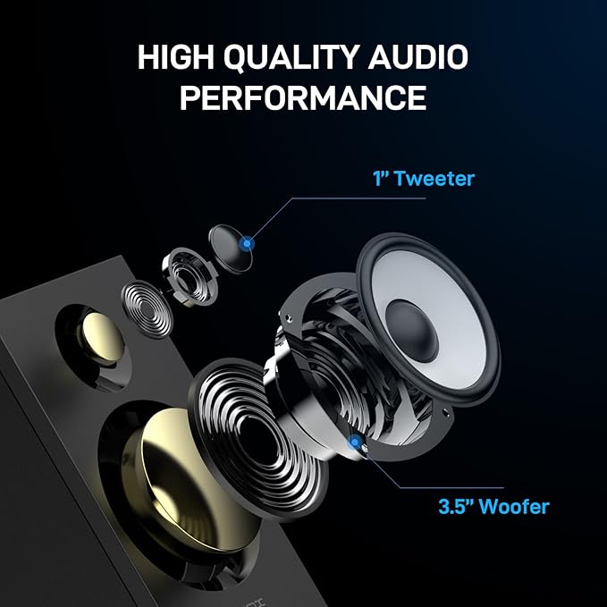 BT16 HiFi Bookshelf Speakers 3.5" Woofer - Image 3