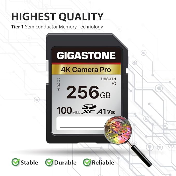 GIGASTONE 256GB SD Card, 4K Camera Pro, A1 V30 SDXC Memory Card 4K UHD Video - Image 2