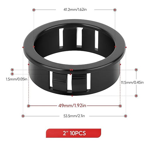 10PCS 2" Black Cable Snap Bushing Grommet, Snap in Cord Bushing Protect Cables - Image 2