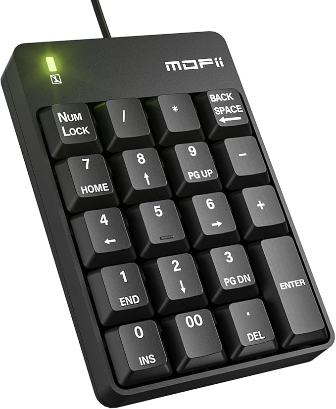MOFII Wired Number Pad Numeric Keypad Silent 19 Keys USB Numpad, Portable by MOFII