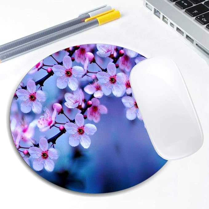 Beautiful Flowers Mouse Pad Round Non-Slip Rubber Mousepad Laptop Office - Image 5