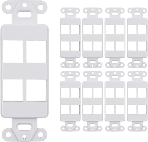 10 Pack Keystone Wall Plate 4 Port, Cat6 Cat5, Home & Office Installations by SATMAXIMUM